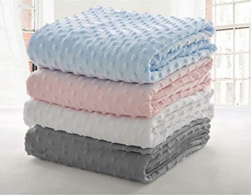 American Baby Company Heavenly Soft Chenille Receiving Blanket (30" x 40"), 2-Layer Design with Minky Dot & Silky Satin, Blue, for Boys and Girls