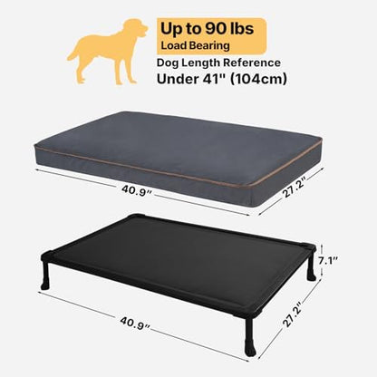 Veehoo Chew Proof Dog Bed, Orthopedic Elevated Dog Bed with Padded Cover