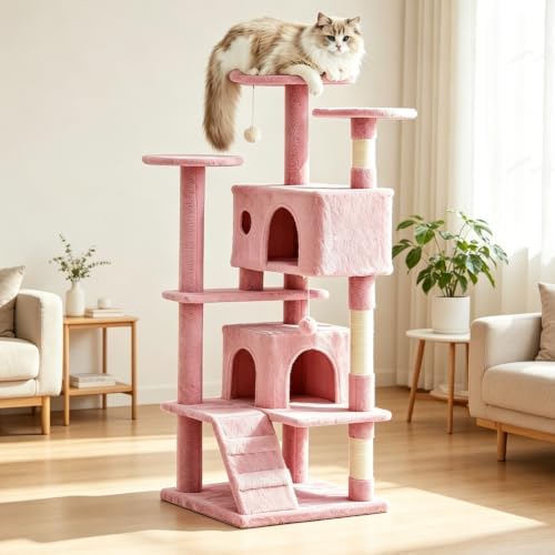 DUMOS 54 Inch Cat Tree Tower with Scratching Posts, Indoor Use