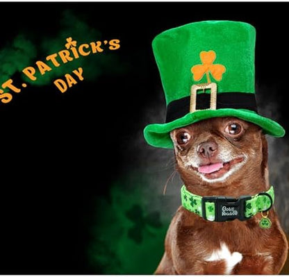 St Patrick's Green Trefoil Print Dog Collar for Small Dogs
