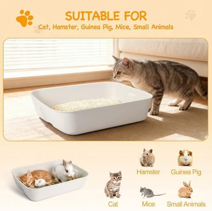 Disposable Litter Boxes for Cats, Durable and Water Resistant, Sustainable Large Disposable Litter Box, Disposable Cat Litter Boxes for Indoor/Travel Use, Standalone or as Liner (White, Large 5-Pack)