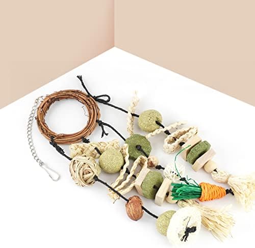 Bissap Bunny Chew Toy, Rabbits Cage Hanging Chew Toys and Treats Grapevine Wreaths Rattan Ring with Snacks for Guinea Pigs Chinchillas Hamsters Rats and Other Small Pets Teeth Grinding