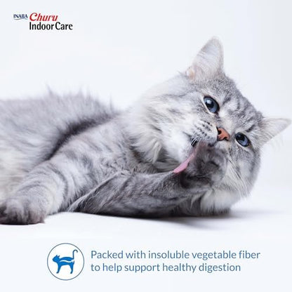 INABA Churu Indoor Care for Hairball Control, Functional Lickable Cat Treat with Taurine & Green Tea Extract, 0.5oz Each, 24 Tubes Total, Tuna Recipe