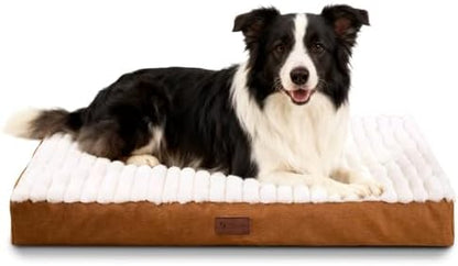 Orthopedic Dog Bed for Large Dogs,Firm Egg Crate Foam,Non-Slip Bottom,Brown