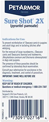 PetArmor Sure Shot Liquid Dewormer Dogs, Roundworms/Hookworms, 2oz