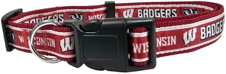 Pets First Collegiate PET Collar NEW VERSION Wisconsin Badgers Dog Collar, Size Medium. Best Sports Team Color for Dogs & Cats. A Shiny & Colorful Dog & Cat Collar Licensed by The NCAA