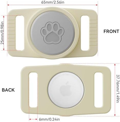 GOCII for Airtag Dog Collar Holder 2 Pack,Waterproof Dog Collar Holder for Apple AirTag(Gen 1 & 2),Silicone Air Tags Case for Dog Collars(Beige & Gray)