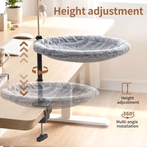 Cat Bed for Desk, 360°Rotating Desk Cat Hammock Perch Supports up to 40 Lbs