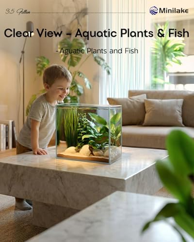 3.5 Gallon Nano Glass Fish Tank, Ultra-Clear Rimless Desktop Aquarium
