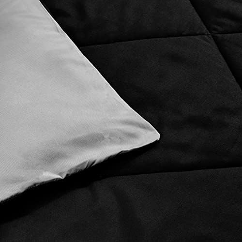 Amazon Basics Comforter Blanket, Reversible, Lightweight Microfiber, All Season, Soft Plush, Machine Washable, Twin/Twin XL, Black/Grey