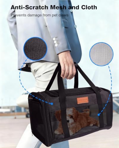 Pet Carrier Airline Approved for Pets Up to 10 Lb, 17x11x9.5 in