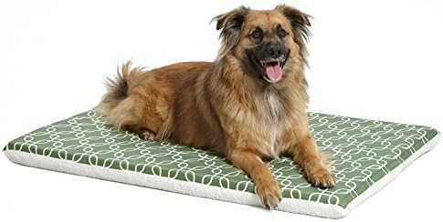 MidWest Homes for Pets Quiet Time Teflon Defender Dog Beds; Pet Beds Designed to Fit Folding Metal Dog Crates, Green & White Geometric Pattern, 36-Inch