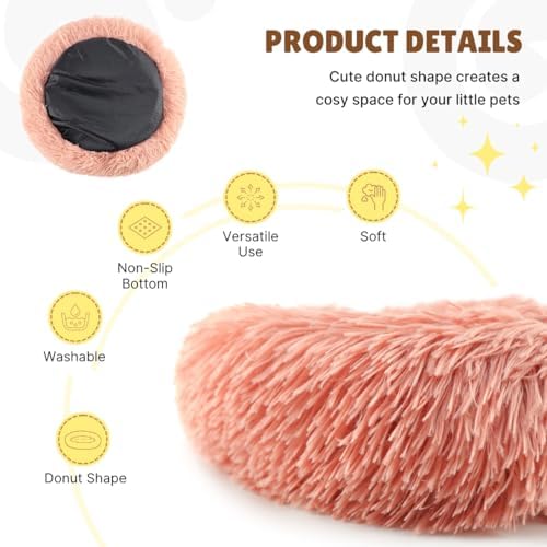 Guinea Pig Bed Soft Washable Donut-Shaped Burrowing Pet Bed for Dwarf Rabbits, Hedgehogs, Chinchillas, Ferrets, Rats Small Animal Mat for Snuggling and Playtime - Pink