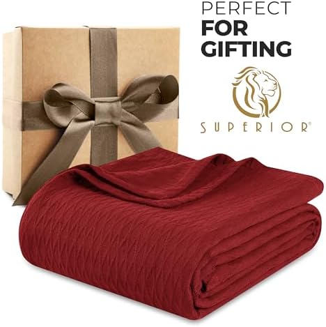 Superior Cotton Blanket, Lightweight, Breathable Bedding, Throw, Burgundy