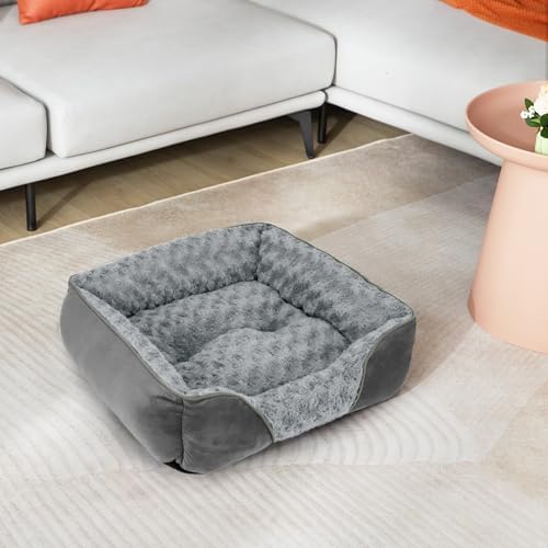 INVENHO Small Dog Bed Rectangle Washable Orthopedic Soft Calming Sleeping Durable Pet Cuddler with Anti-Slip Bottom