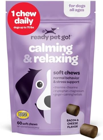 Calming Chews for Dogs | Herbal Dog Calming Chews for Anxiety from Normal and Occasional Stressors Including Separation Storms Grooming & Travel | NASC Certified & Made in the USA | 60 Count