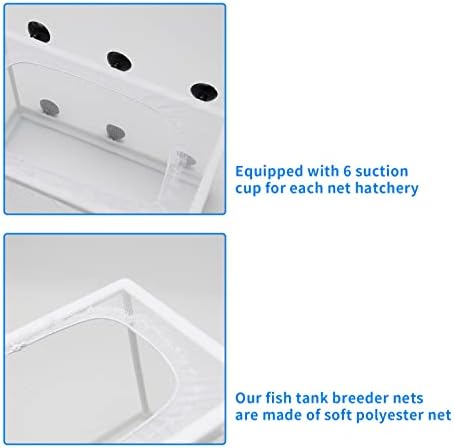 Anxingo 2 Pack Fish Tank Breeder Net,Fish Isolation Breeding Hatching Box, Plastic Frame Hatching Box Separation Net Breeding Box with Suction Cup for Aquarium