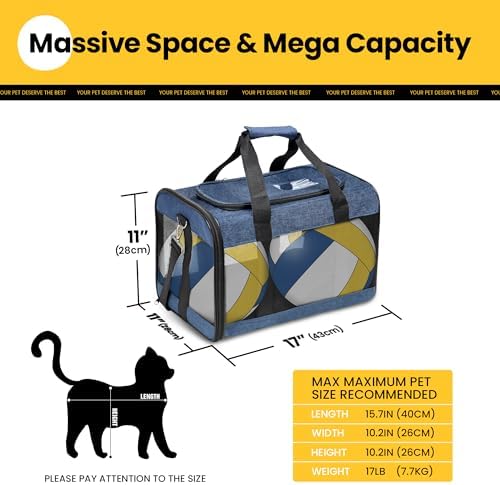Conlun Cat Carrier Soft-Sided Pets Travel Carriers,Blue M