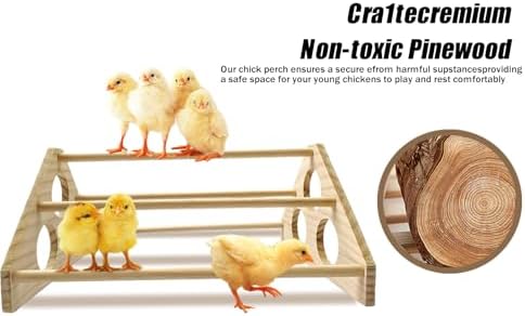 Large Wooden Pine Chick Perch Roosting Bar for Baby Chicks Brooder Coop, Chicken Training Toy Stand
