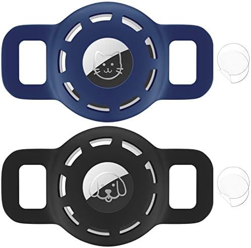 for Air tag Cat Collar Holder for Apple Air Tag, 2 Pack of Pet Collar Holder for Cat and Small Dog Collar Within 1/2 inch and 2 Pack Protector for Air Tag