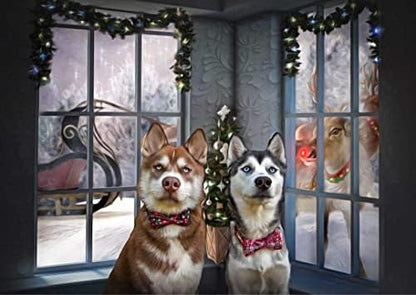 Lionheart glory Christmas Plaid Dog Collar Adjustable Soft Dog Collar with Bowtie, Pet Gift Dog Collars Bow for Small Medium Large Dogs