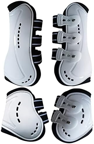 Horse Boots Open Front Jumping Tendon Sport Boots, Hind Fetlock Boots, Secure Leg Protection, Classic Breathable Equine Supplies, Set of 4