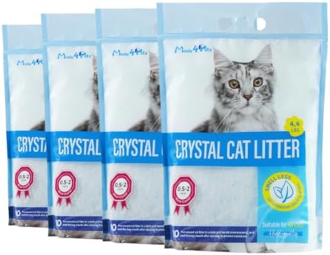 Made4Pets Cat Litter Crystals,Non Clumping Litter 17.2 lbs(4 x 4.3lb Packs)