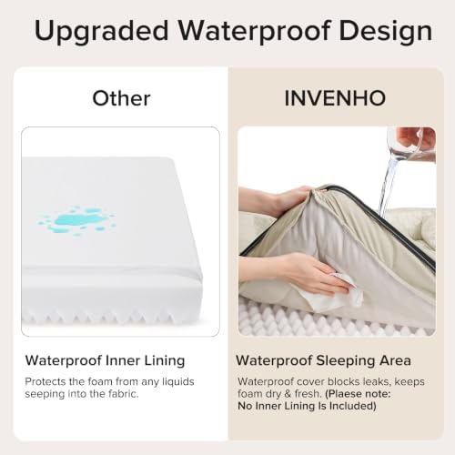 INVENHO Jumbo Orthopedic Dog Bed for Extra Large Dogs, Waterproof, Egg-Crate Foam Dog Couch Bed with Washable Removable Cover, Waterproof Lining and Nonskid Bottom