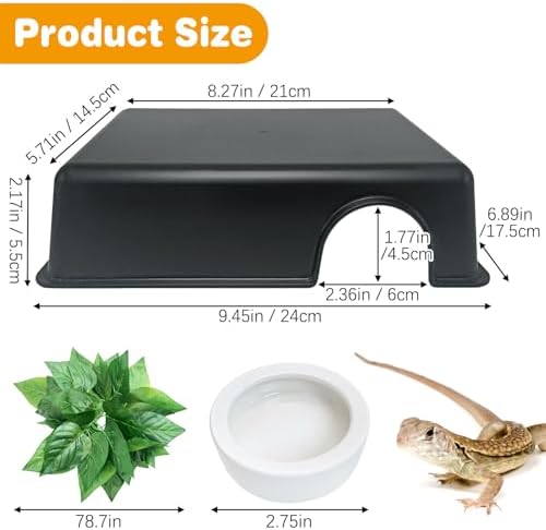 Hamiledyi Reptile Hide Box 4 Pcs Leopard Gecko Hide Snake Hideout Reptile Hides Cave Hideaway Ball Python Tank Accessories for Lizard, Corn Snake