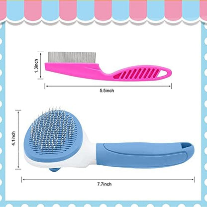 Self Cleaning Slicker Brush, Cat Brushes for Indoor Cats with Metal Comb, Dogs Cats Hair Brushes for Shedding, Pet Kitten Grooming Tool with Release Button for Long or Short Hair by KALAMANDA(Blue)