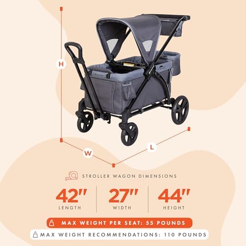 Baby Trend Expedition 2-in-1 Stroller Wagon Plus, Ultra Grey
