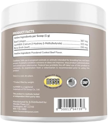 Premium Canine Mobility & Strength Supplement for Dogs – Helps Maintain Healthy Muscle Mass, Recovery & Performance – with Clinically Studied HMB, Bone Broth & Collagen – 3.17 oz