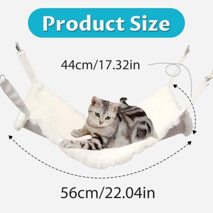 Andiker Cat Hammock, Reversible Cat Cage Hammock with Metal Hooks for Cats for Sleeping and Playing, 22 * 17 Inches Double-Sided Hanging Kitten Bed to Hang in Cages or Under Chairs (Large)