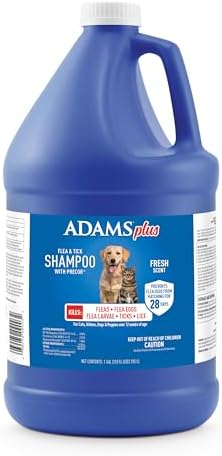 ADAMS Plus Flea & Tick Shampoo with Precor for Dogs, Cats, Puppies & Kittens, Flea Shampoo to Treat Infestations, Kills Ticks, Fleas, Flea Eggs & Lice, Cleans and Conditions Coat, 1 Gallon