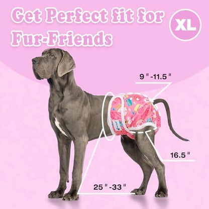 Pet Soft Female Dog Diapers, 3 Pack Washable Dog Diapers Female for Dogs in Heat Reusable Dogs Period Panties, Puppy Diapers (Food, XL)