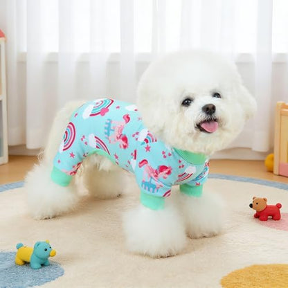 XPUDAC 4 Pack Dog Pajamas Soft Puppy Clothes Onesie for Small Dogs, M