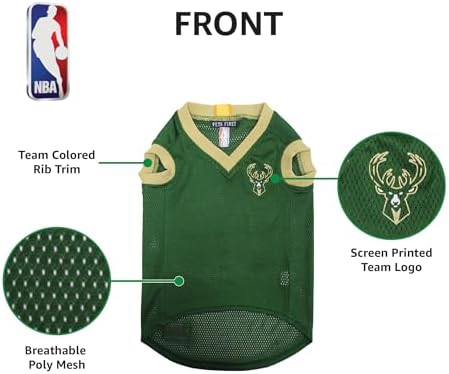 Pets First NBA MILWAUKEE BUCKS DOG Jersey, Large - Tank Top Basketball Pet Jersey
