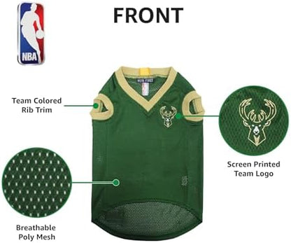 Pets First NBA MILWAUKEE BUCKS DOG Jersey, Large - Tank Top Basketball Pet Jersey