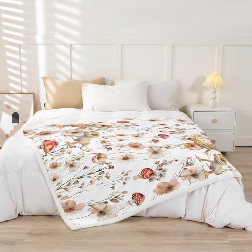 Erosebridal Reptile Lizard Gecko Blankets and Throws 40"x50",Cute Mushroom Blanket Throw for Kids Boys Girls,Wild Animal Print Fleece Blanket Farmhouse Flowers Fuzzy Blanket for Bed Sofa Decor