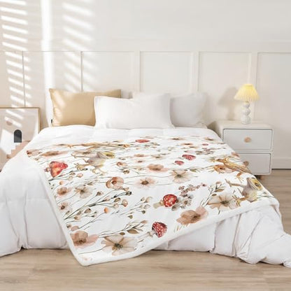 Erosebridal Reptile Lizard Gecko Blankets and Throws 40"x50",Cute Mushroom Blanket Throw for Kids Boys Girls,Wild Animal Print Fleece Blanket Farmhouse Flowers Fuzzy Blanket for Bed Sofa Decor
