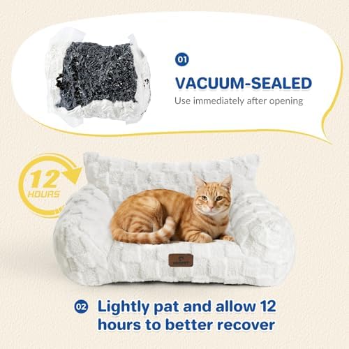 ABCPET Cat Bed Cats Couch for Puppy and Kitten, Fluffy Pet Couch Small Dog Sofa Bed, Supportive Cat Sofa for Indoor Cats, Washable Cover & Non-Slip, 26 inch, Blue
