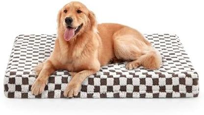JOEJOY Orthopedic Dog Bed for Large Dogs, Memory Foam Pet Bed with Removable Washable Cover, Cozy Plush Crate Mat, 47×29", Cofffee