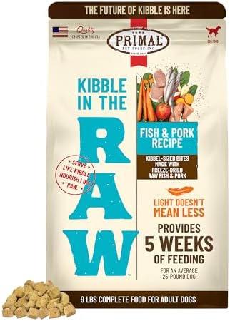 Primal Kibble in The Raw, Freeze-Dried Dog Food, Fish & Pork, 9 lb