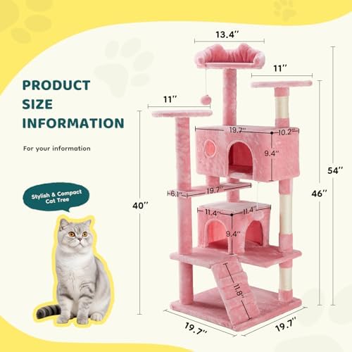 DUMOS 54 Inch Cat Tree Tower with Scratching Posts, Indoor Use