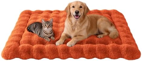 SOMAHE Plush Dog Bed Mat, Machine Washable, Large 35x27 Vibrant Orange