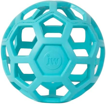 JW Pet HOL-ee Roller Dog Puzzle Ball, Large 5.5in, Natural Rubber, Blue