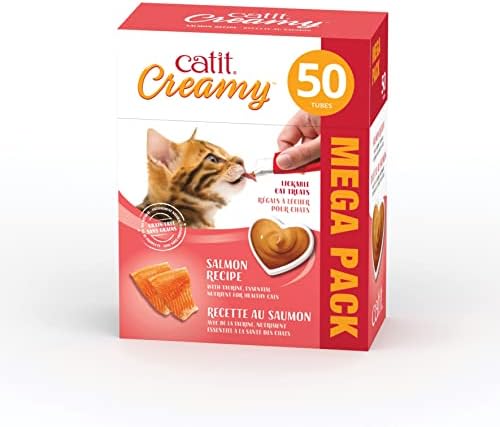 Catit Creamy Lickable Cat Treat, Healthy Cat Treat, Salmon, 50 Pack