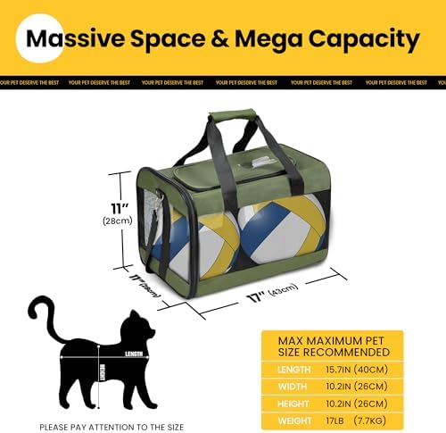Conlun Cat Carrier Soft-Sided Pets Travel Carriers,Green M