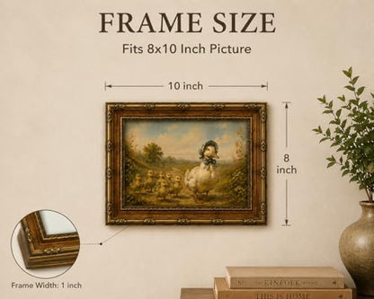 Framed Vintage Style Canvas Print Rustic Forest Scene with a Flock of Ducks Farmhouse Decor for Bedroom or Living Room 8x10 Inches Ready to Hang or Display on Tabletop