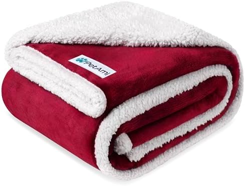 PetAmi Waterproof Dog Blanket for Small Dog Puppy Cat, 29x40, Wine Red